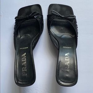 VTG Prada 90s Kitten Heel Satin/Patent SQUARE TOE!